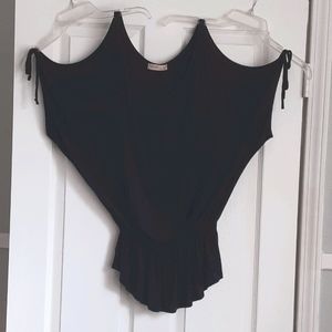 Navy blue Batwing Cold shoulder Top